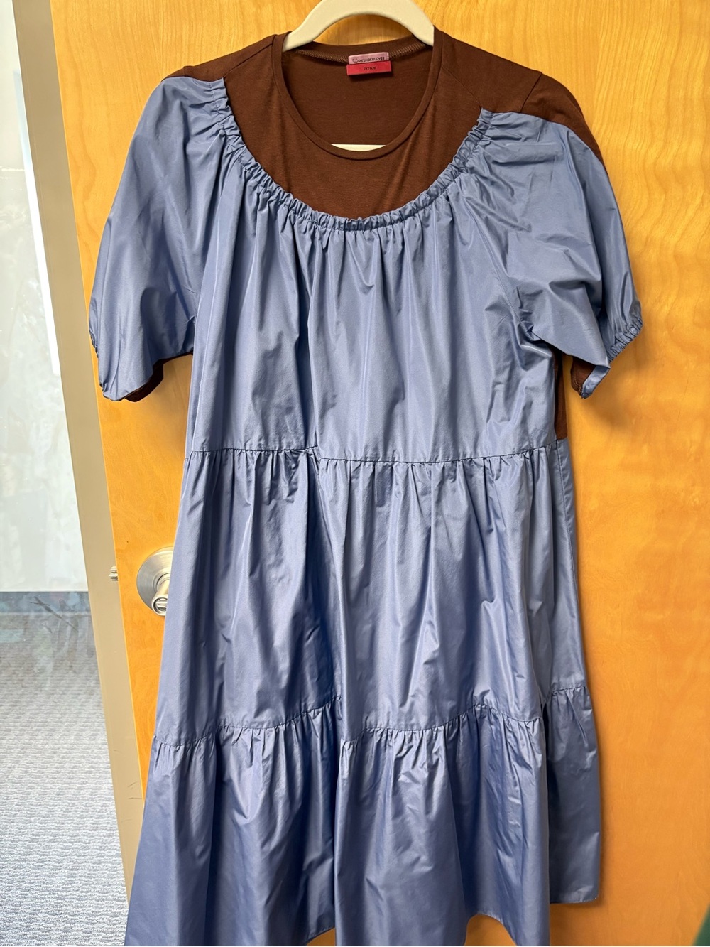 SOLD DO NOT BUY Undercover Blue and Brown Puff-Sleeve Midi Dress